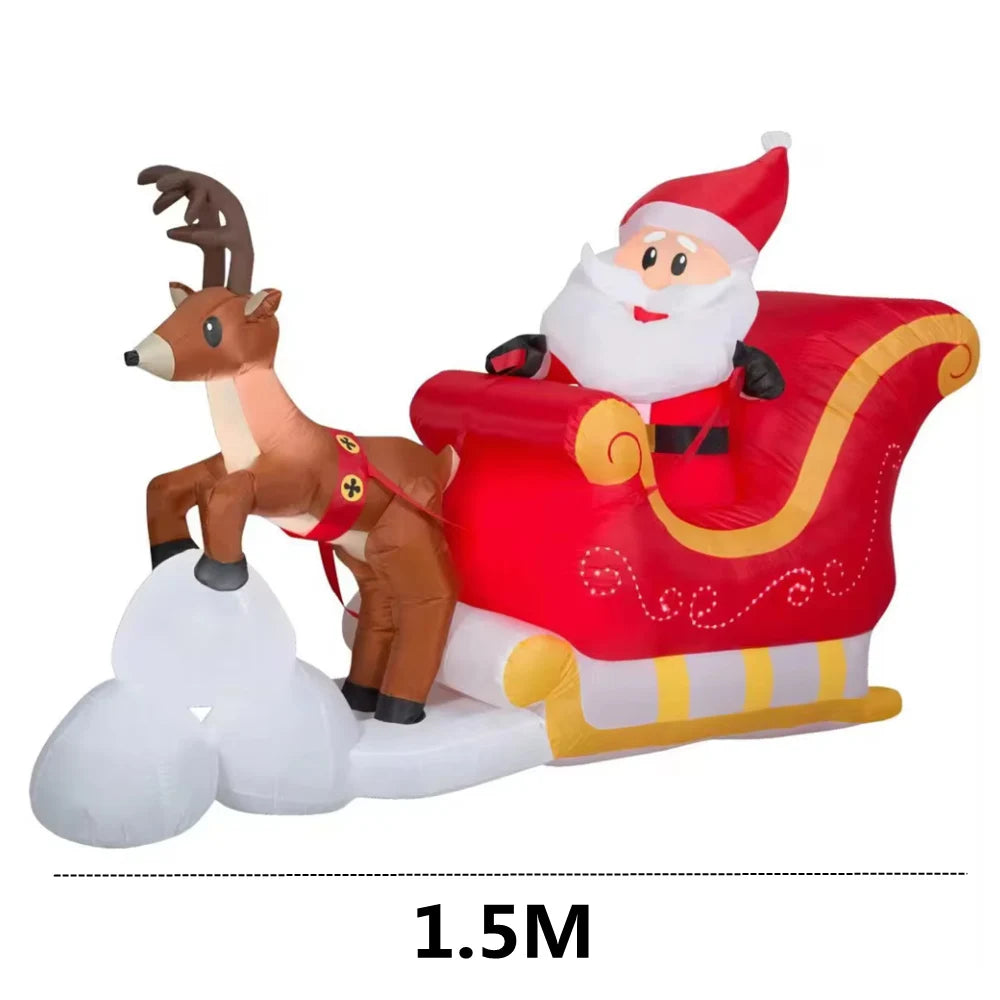 EZ 2.1M Christmas Inflatables Decoration Santa Claus Riding Sled Reindeer Inflatables Indoor Outdoor Decoration Garden Party Decor