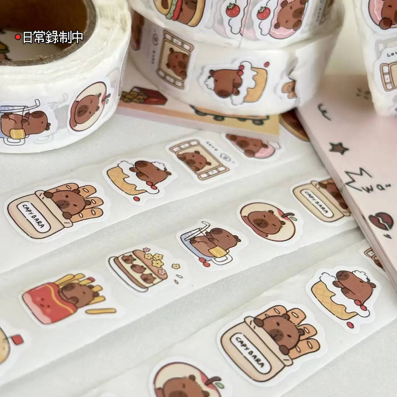 EZ 500 Pcs Capybara Stickers Roll - Waterproof PVC Animal & Food Decals for Laptop, Water Bottle, Phone