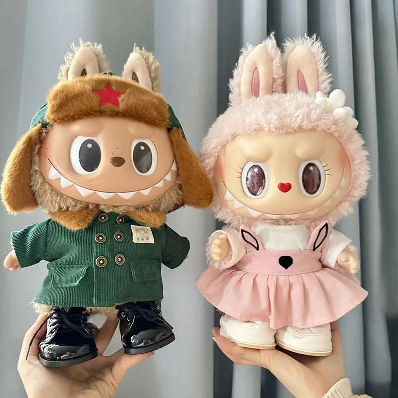 EZ For 38 Cm Labubu plush doll clothes outfit doll MOKOKO coat rabbit ear strap skirt set  Accessories Cute Decoration