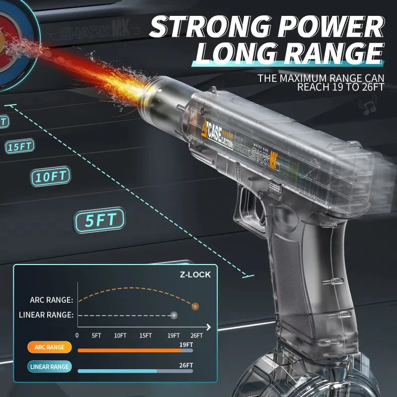 EZ Children Electric Water Guns Toys Summer Outdoor Beach Pool Games Portable High Powered Automatic Led Water Pistol Kids Toy Gift