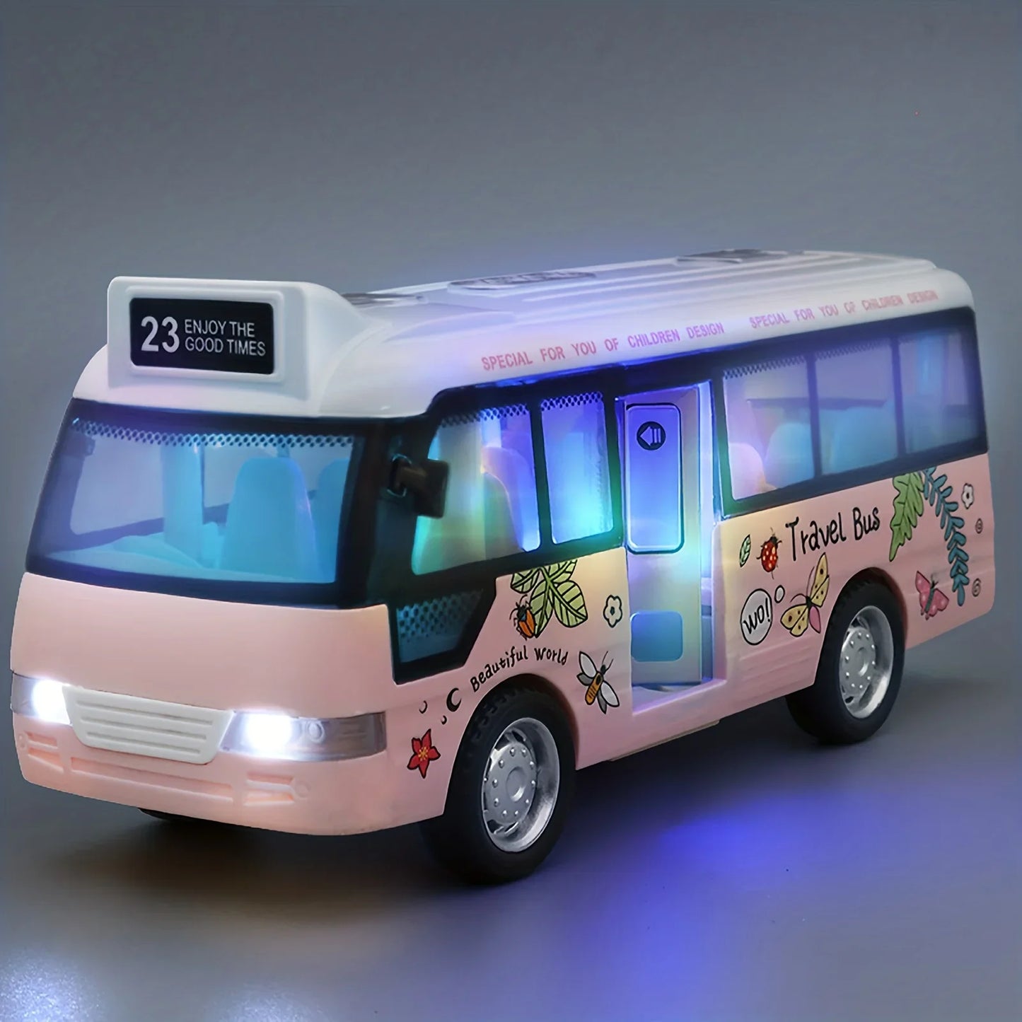 EZ Kids Sound Light Tour School Bus Model Boy Girl Toy Die Cast Metal Little Cars Cars City Bus Friction Powered Play Toys Gift