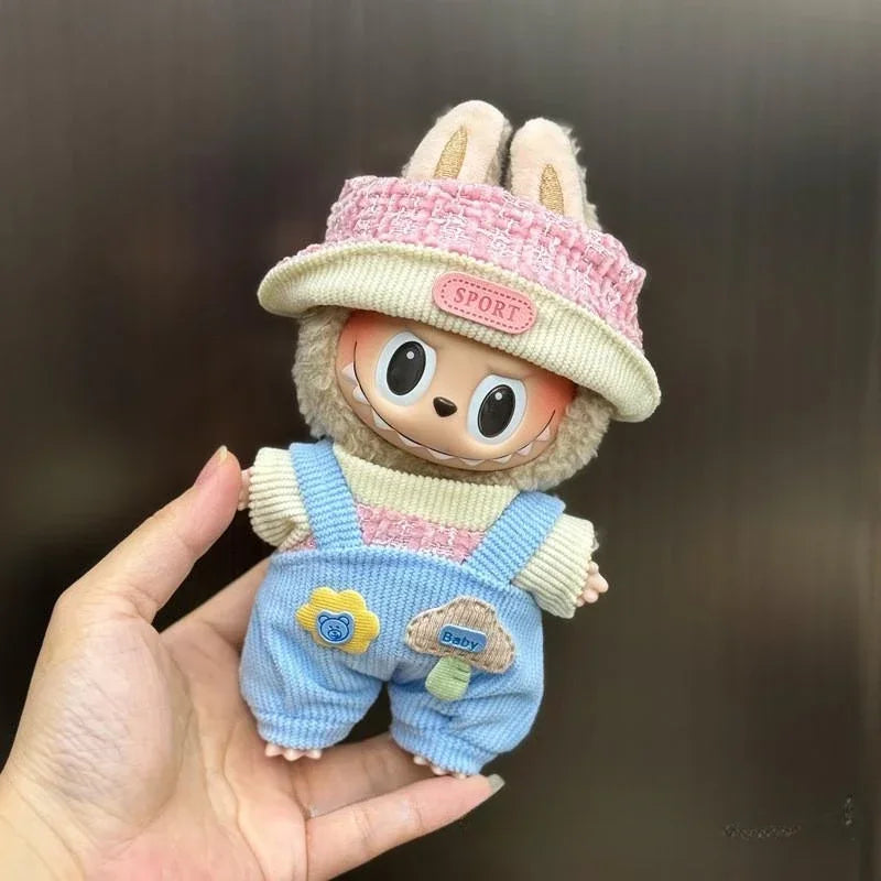 EZ Mini Plush Doll'S Clothes Outfit Accessories For Korea Kpop Exo 15-17cm Labubu Idol Overalls set Clothing Gift