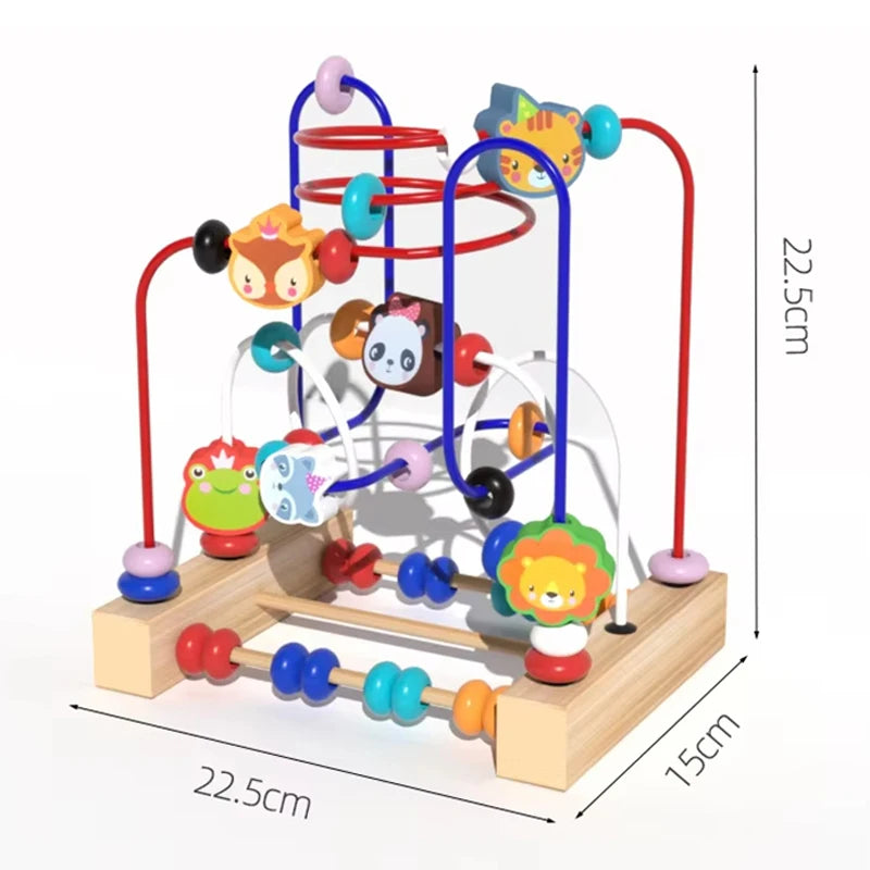 EZ Montessori Baby Toys Wooden Roller Coaster Bead Maze Abacus Math Toys Toddler Early Educational Toys for 1 2 3 Years Kids Gifts