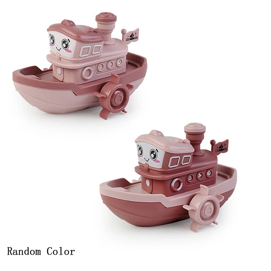 EZ 1PC Wind-up Steamer Bath Toy, Funny Windup Steamship Tub Toy Steamboat Water Toy Clockwork Boat Pool Toy For Baby Bath Toys