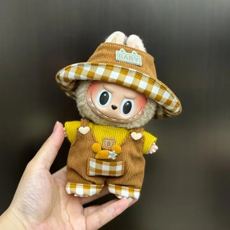 EZ Mini Plush Doll'S Clothes Outfit Accessories For Korea Kpop Exo 15-17cm Labubu Idol Overalls set Clothing Gift