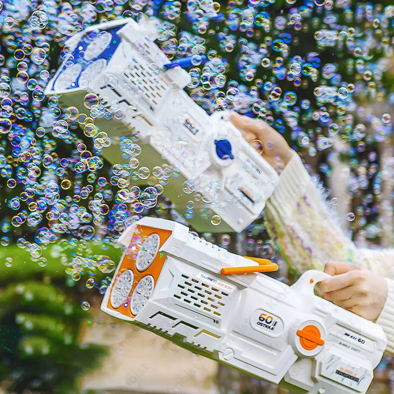 EZ 60 Holes Bubble Gun LED Light Electric Full Automatic Soap Bubble Machine Toys for Kids Outdoor Wedding Party Children's Gifts