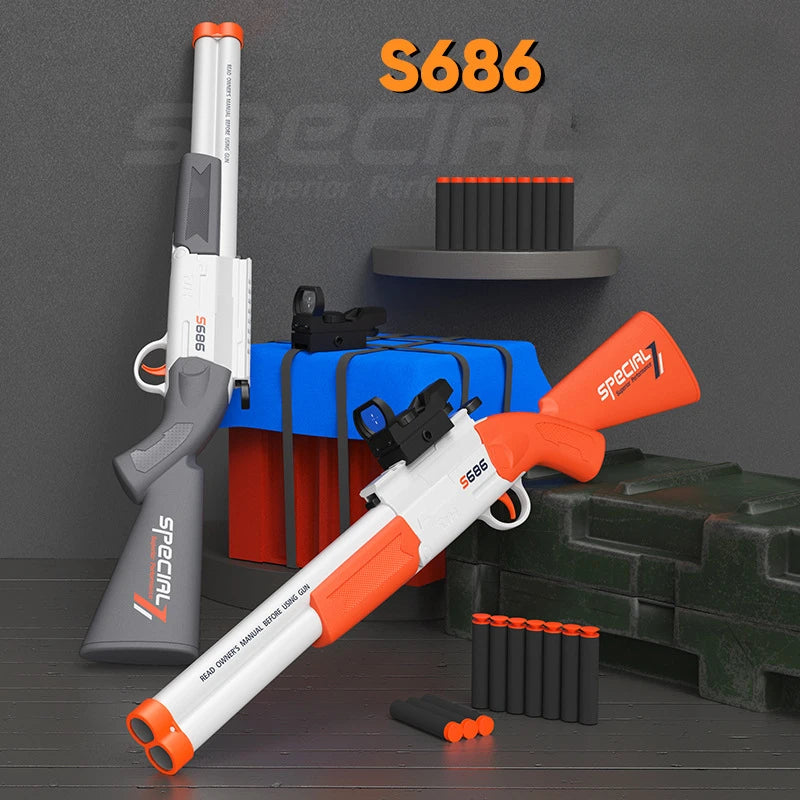 EZ Kids Toy Gun S686 Rifle Double Barreled Outdoor Sports Game Pistola for Kids Gift