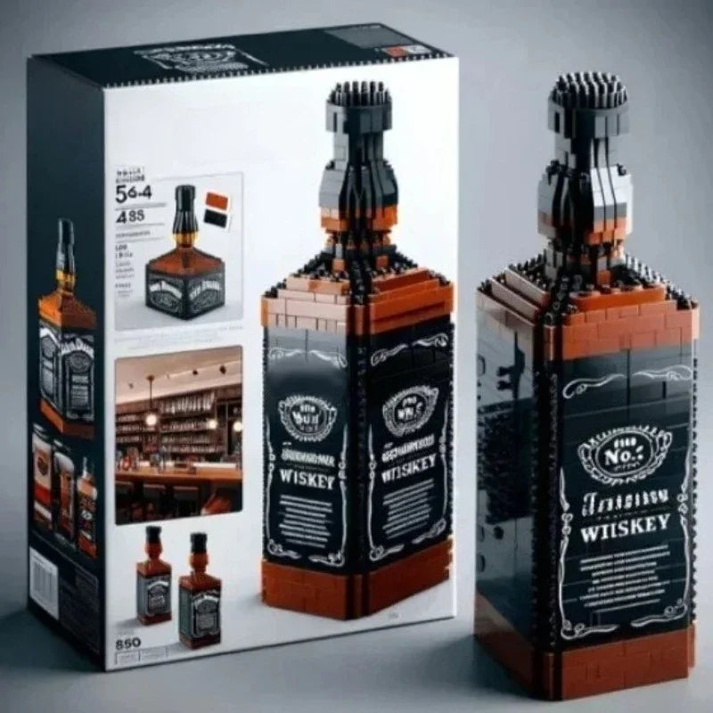 EZ 2025 NEW Building blocks whiskey bottle imported wine bottle decor set advanced wine cultural brick toy gift give friends