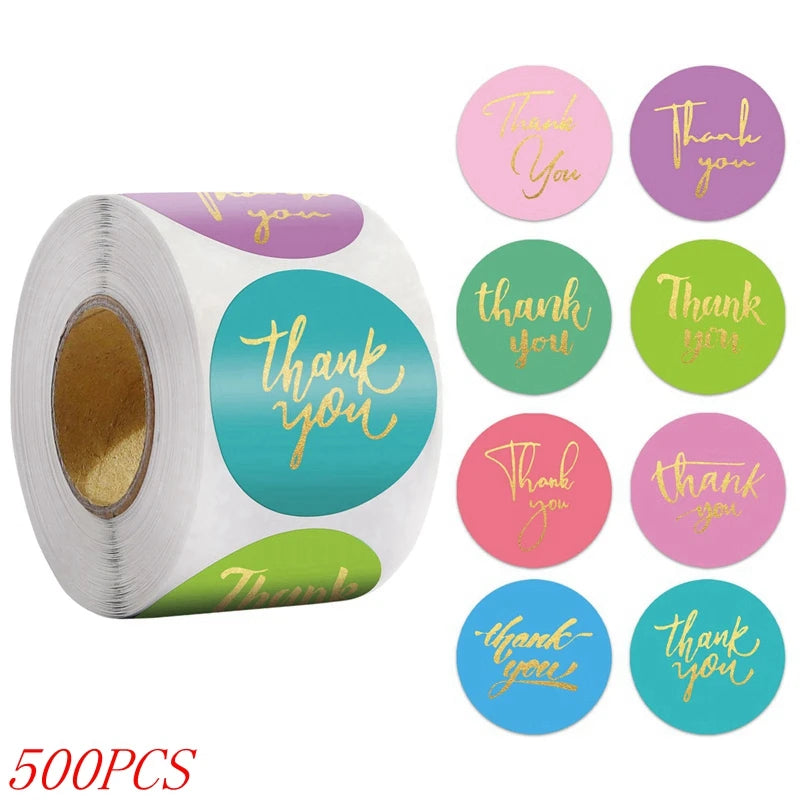 EZ 50-500pcs 1inch Blue Thank You Stickers For Envelope Sealing Labels Stationery Supplies Handmade Wedding Gift Decoration Sticker