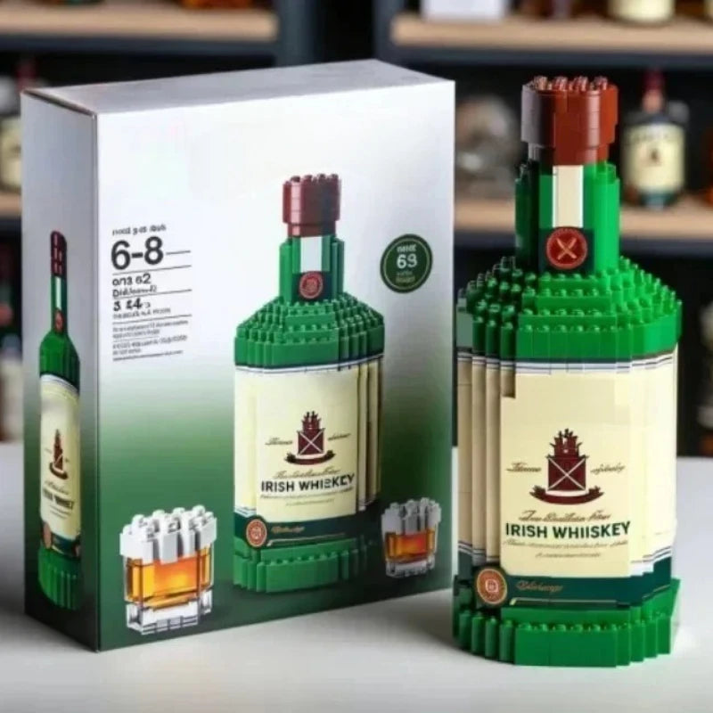 EZ 2025 NEW Building blocks whiskey bottle imported wine bottle decor set advanced wine cultural brick toy gift give friends