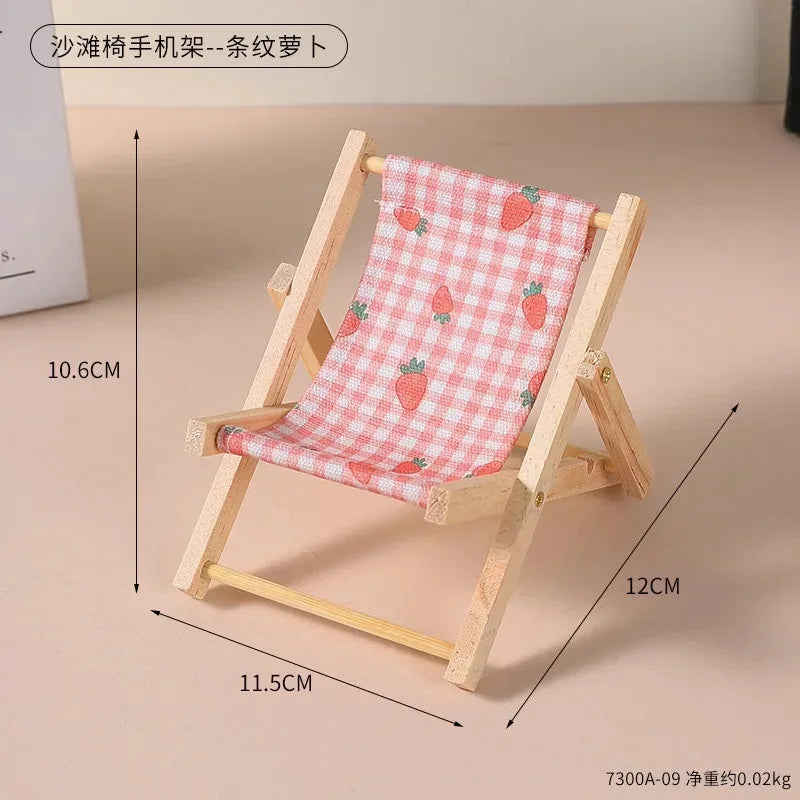 EZ Cute Labubu Doll Chair Mobile Phone Holder & Summer Swimsuit Dress with Slippers Doll Shirt Sea Beach Style