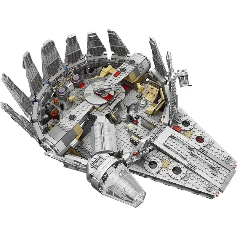 EZ In Stock 1381 Pcs Space Millennium War Ship Spacecraft Set Falcon Alien MINI 75105 Figure Model Building Blocks Bricks Toy Gift