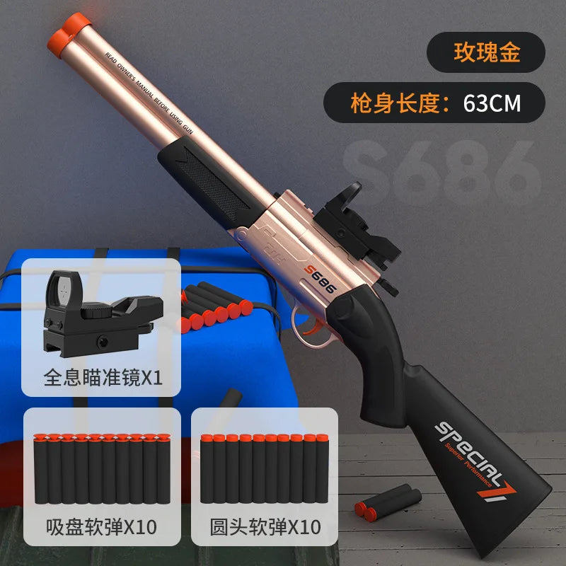 EZ Kids Toy Gun S686 Rifle Double Barreled Outdoor Sports Game Pistola for Kids Gift