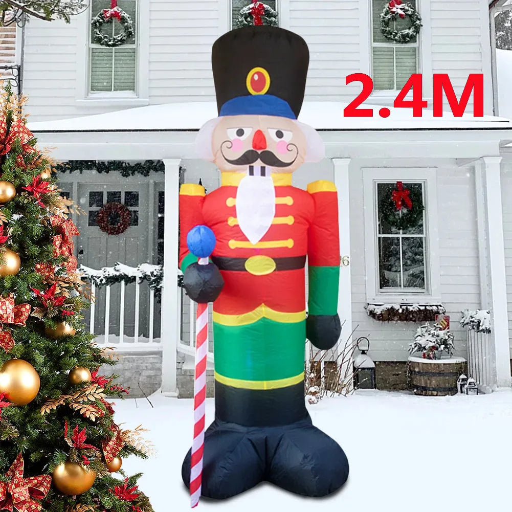 EZ 2.4M Inflatable Nutcracker Soldier built-in LED Light Outdoors Christmas Decorations for Indoor Home Yard Garden Xmas Decoratio