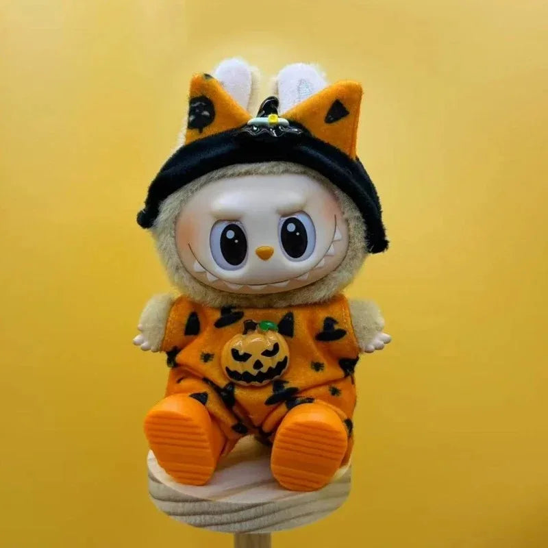 EZ For labubu Halloween pumpkin doll costume cute black cat vinyl doll dress up clothes no doll