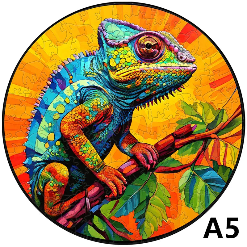 EZ Adult Animal Wooden Puzzle Round Peacock and Bird Wooden Puzzle Children's Puzzle Toy Festival Gift Fox Shape Jigsaw Puzzles