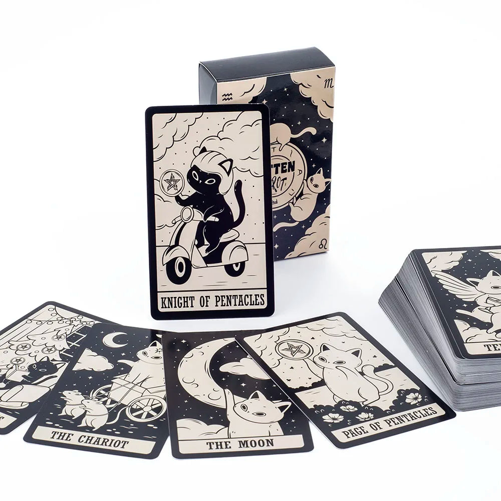 EZ 78 Card Deck Kitten Tarot Oracle Card Fate Divination Leisure Entertainment Family gatherings Tarot Card Game