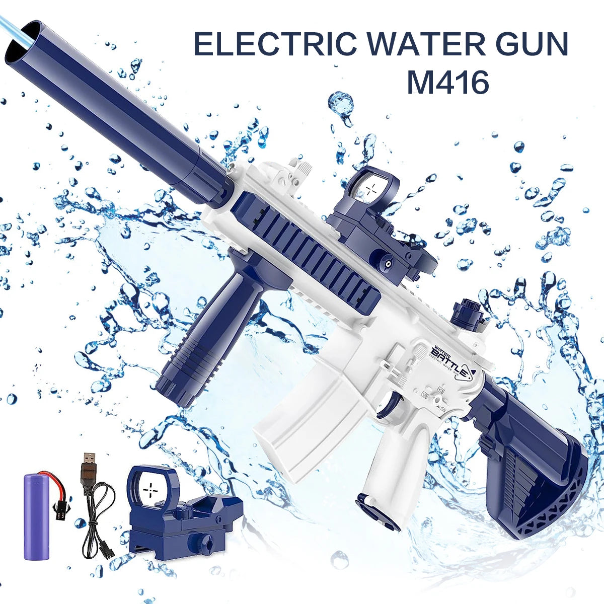 EZ M416 Water Gun Electric Pistol Shooting Toy Full Automatic Summer Shoot Beach Outdoor Fun Toy For Children Boys Girl Adults Gift