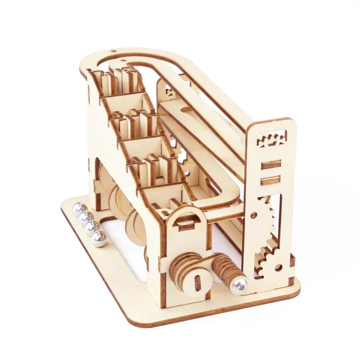 EZ 3D Wooden Spiral Marble Run Puzzle Toy Child Mechanical Board Games Building Model Set DIY Montessori DIY Mini Track Balls Gift