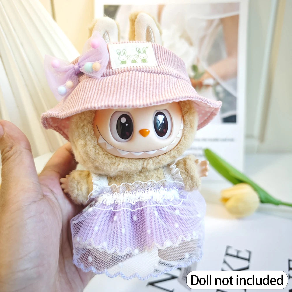 EZ For 17cm Labubu V2 V1 Purple Dress Doll Clothes Outfit Accessories Idol Doll Clothing for Kid Gift Labubu Ropa
