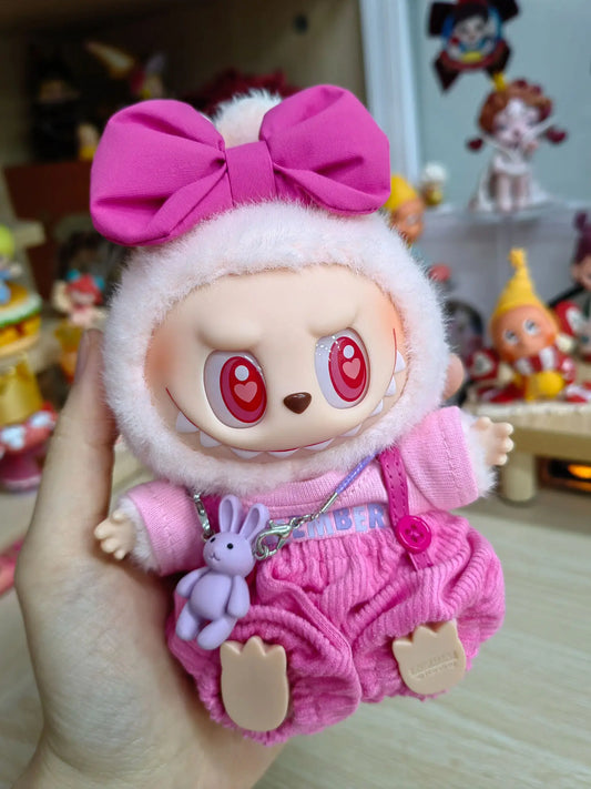 EZ original 17cm labubu clothes outfit Plush doll clothes Macaron Cute Clothing DIY Kid Gift Clothes Hair accessories v1v2 clothes