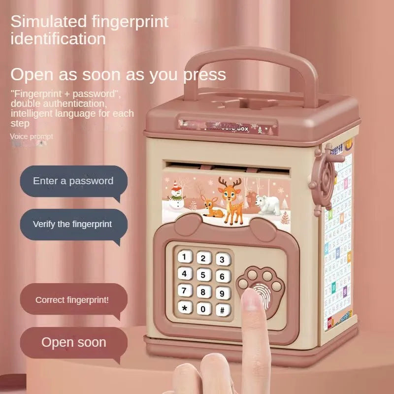 EZ Money Box with Fingerprint Piggy Bank Electronic ATM Savings Box for Coins Cash Safe Large Coin Bank Password Lock for Children
