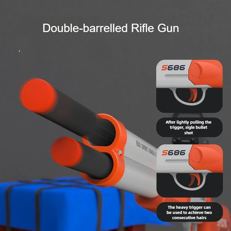 EZ Kids Toy Gun S686 Rifle Double Barreled Outdoor Sports Game Pistola for Kids Gift