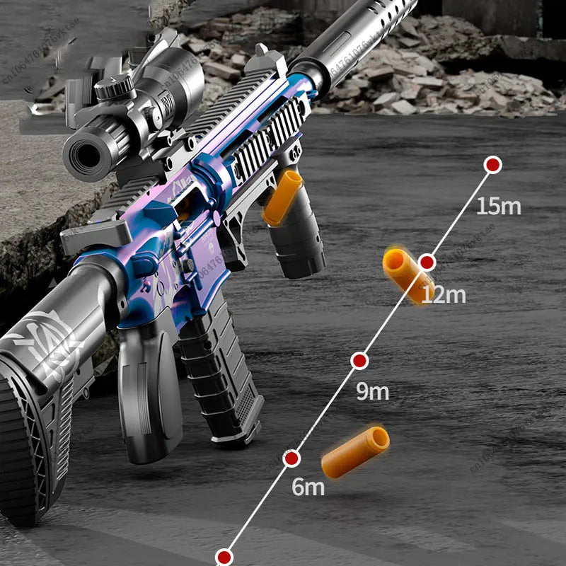EZ Children's Manual Soft Bullet M416 Soft Bullet Gun Can Fire Submachine Gun Model Boy Toy Gun Action Loading Assault Rifle