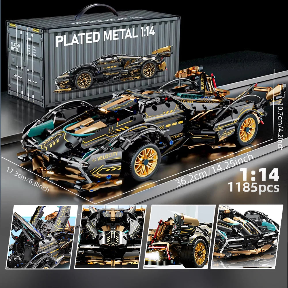 EZ ToylinX 1:14 Building Blocks Car MOC City Speed Car Luxury Auto Racing Vehicle with Super Racers Bricks Toys for Children Gift
