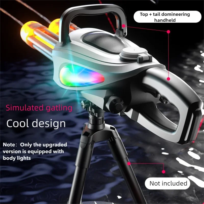 EZ Electric Gatling Water Gun Toy With Rotating Gun Barrel Lights Big Capacity Water Pistol Spray Blaster Pool Toys for Kids Adult