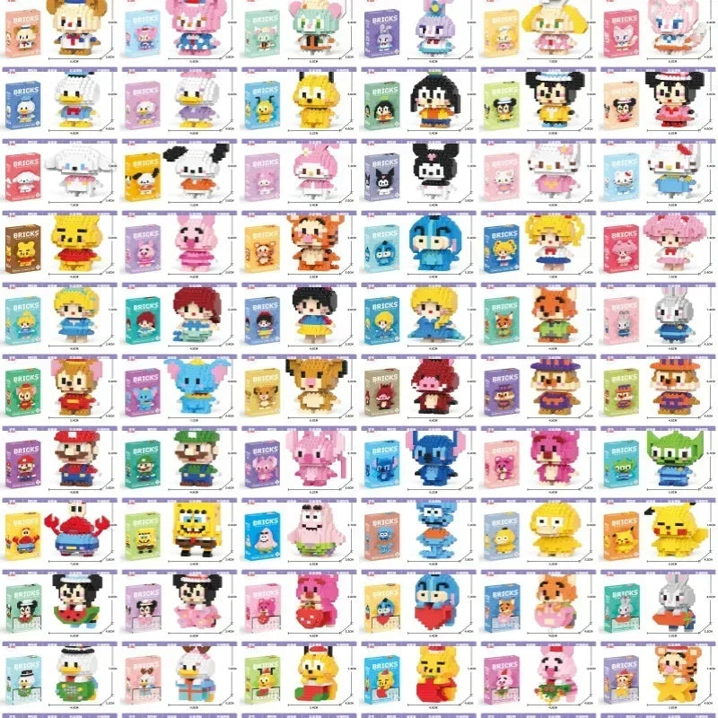 EZ Disney 108 Style Stitch LinaBell Hello Kitty Building Blocks Princess Cartoon Figrues Bricks Children's Assembly Toys Model Gift
