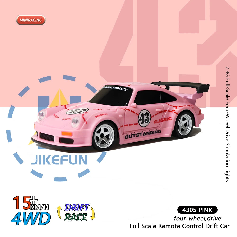 EZ 1/43 RC Car 2.4G Mini remote Control Racing Drift Car RTR 4WD Off-road High Speed Vehicle Model Toys for Kids Adults Mini Gifts