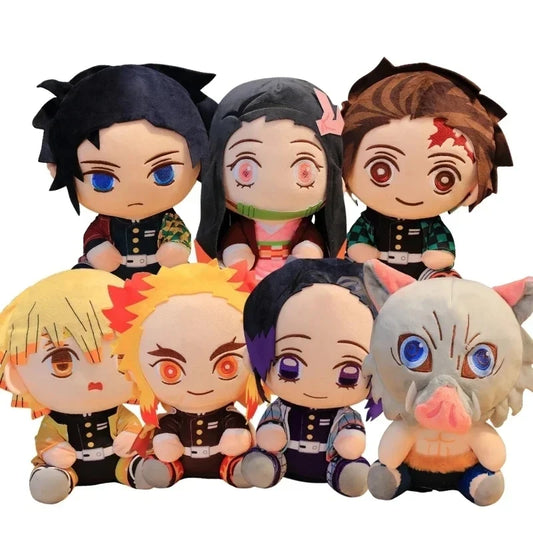 EZ 20cm Hot Japan Demon Slayer Plush Dolls Lovely Anime Kimetsu No Yaiba Kamado Tanjirou Nezuko Zenitsu Kyoujurou Toys Kids Gifts
