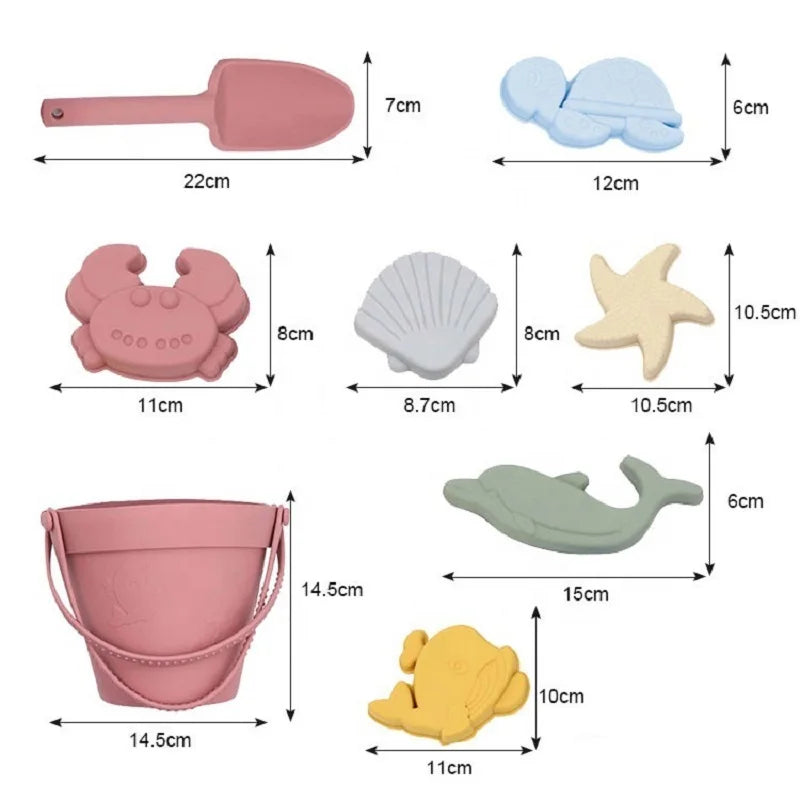 EZ Children Silicone Beach Toy Shovel Ocean Outdoor Parent-child Beach Portable Beach Bucket Durable Sand Digging And Storage Tool