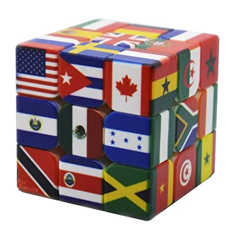 EZ 3x3x3 Magic Cube Multi-country Flag Elements Magic Cube Children's Gifts Educational Toys