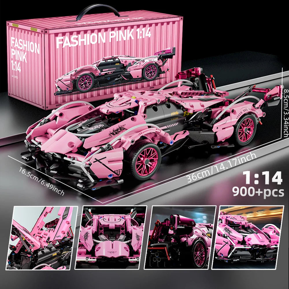 EZ ToylinX 1:14 Building Blocks Car MOC City Speed Car Luxury Auto Racing Vehicle with Super Racers Bricks Toys for Children Gift