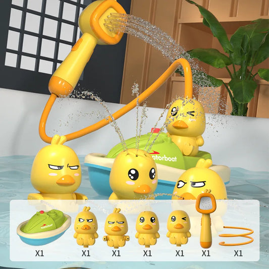EZ Baby Shower Bathroom Water Playing Little Yellow Duck Flower Shower Divine Device Water Spray Water Playing Toy