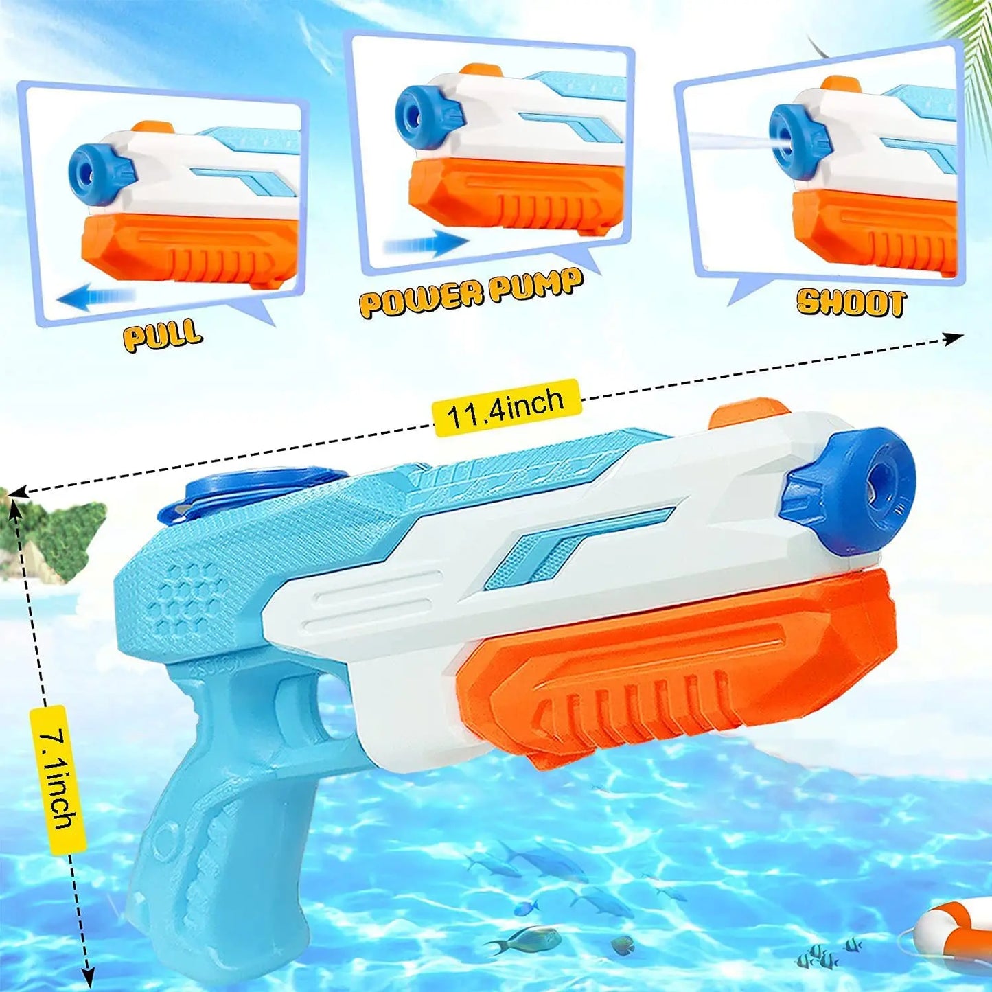 EZ Water Guns Summer Soaker Squirt Guns 600CC for kids Boys Girls Adults Outdoor Toy for Swimming Pool Yard Lawn Beach