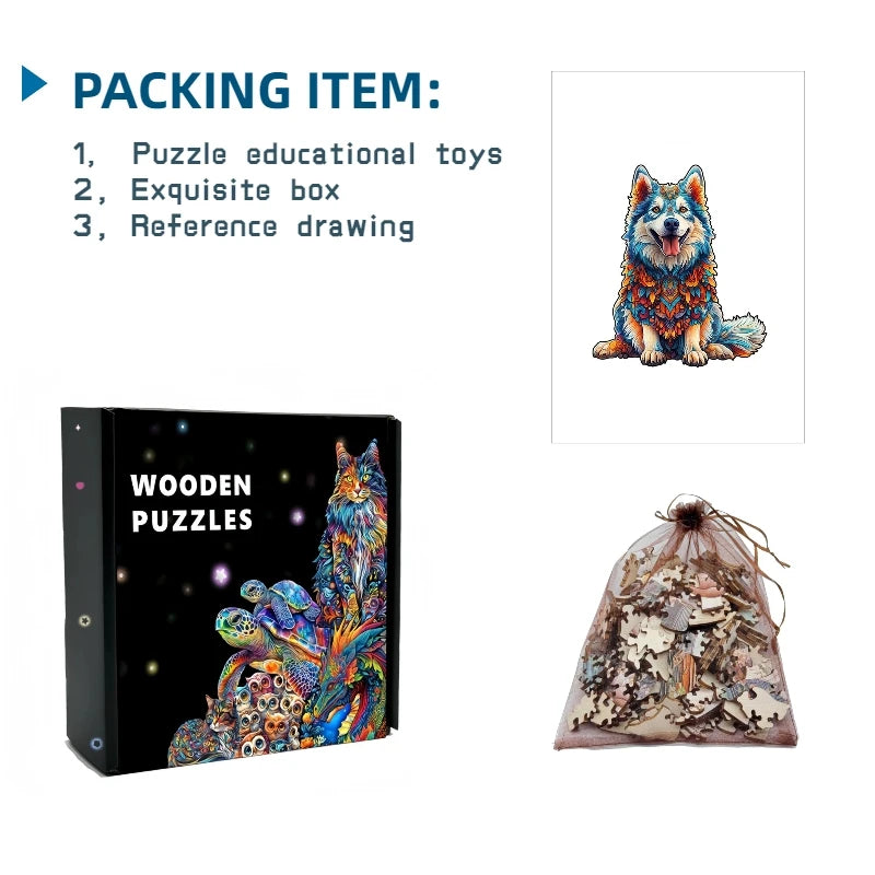 EZ Jigsaw Puzzle Mysterious Animal Puzzles Dog Puzzles Gift for Adult Kids Educational Fabulous Gift Interactive Games Wooden Toys