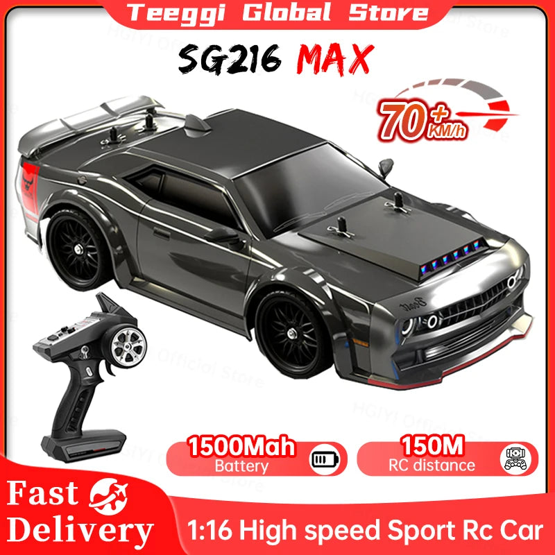EZ SG216 MAX 1:16 Brushless RC Drift Car With LED 70KM/H Or 40KM/H 4WD High speed Racing Rc Car Monster Truck for Kids Gift