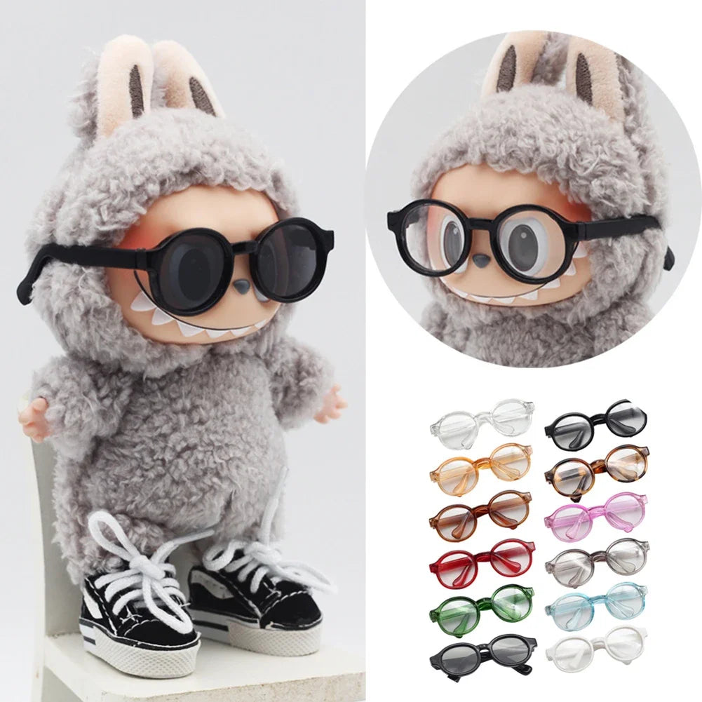 EZ Labubu 6.5cm Transparent Plastic Glasses for 1/8 1/6 1/3 1/4 BJD for Labubu MSD Plush for EXO Doll Sunglasses