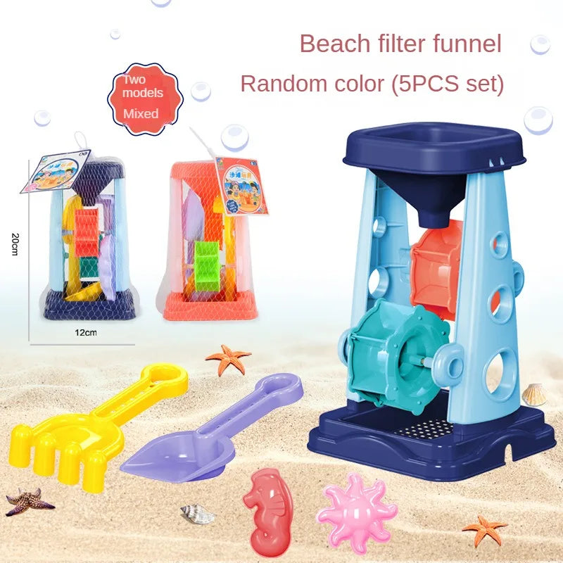 EZ Children Beach Sand Play Tool Set Sand Bucket Sieve Funnel Sand Shovel Sand Wagon Watering Can Summer Outdoor Toys for Kids