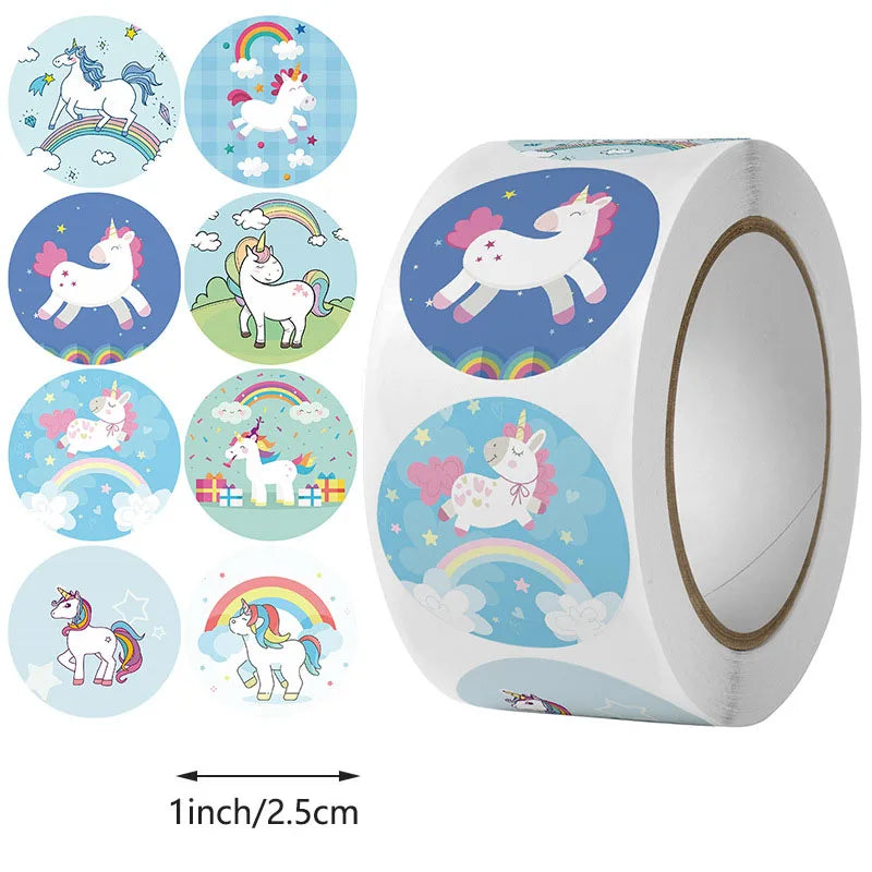 EZ 100-500pc Stickers Rolling Animal Roll Stickers Small Cute Game Sticker DIY Gift Sealing Label Decoration
