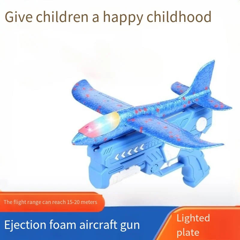 EZ Catapult Foam Plane Gun Fire Outdoor Sports Hand Toss Flying Glider Toy Boys GGirls
