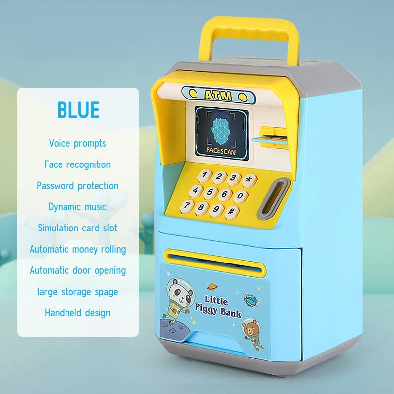 EZ NEW Cartoon ATM Cash Saving Box Money Bank Toy For Kids Electronic Large Money Box Savings Password Digital Fingerprint Unlock