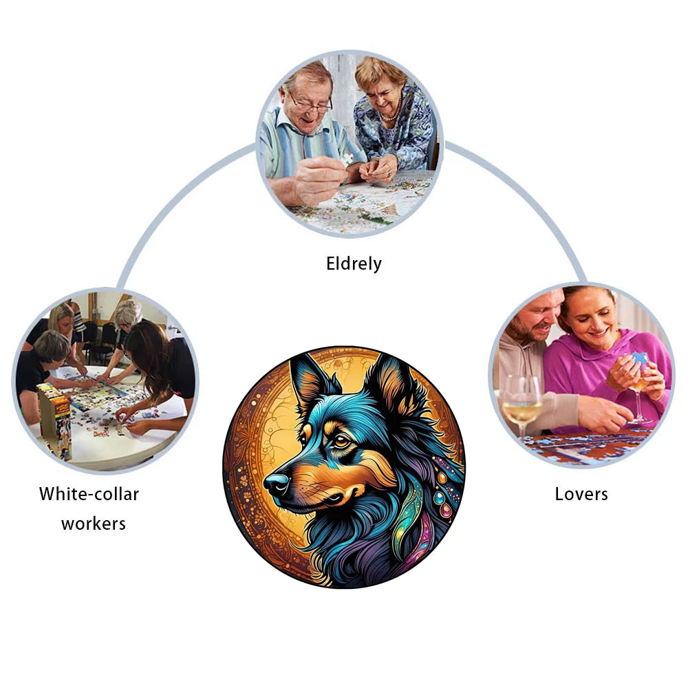 EZ Adult Animal Wooden Puzzle Round Peacock and Bird Wooden Puzzle Children's Puzzle Toy Festival Gift Fox Shape Jigsaw Puzzles