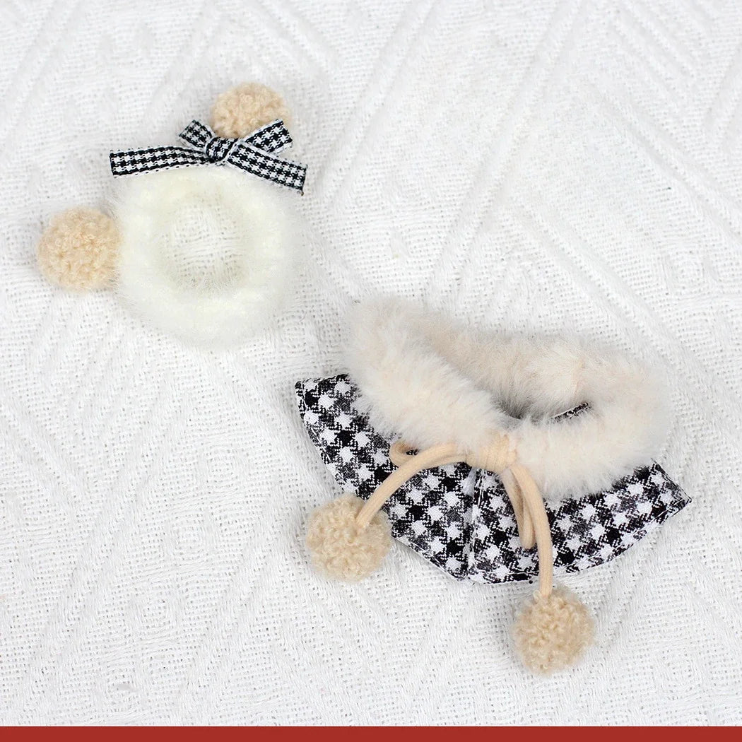 EZ Mini Doll'S Clothes Outfit Accessories For Korea Kpop Exo 15-17cm Labubu Classic Grid Style Dress Cloak Set Beret Clothing Gift