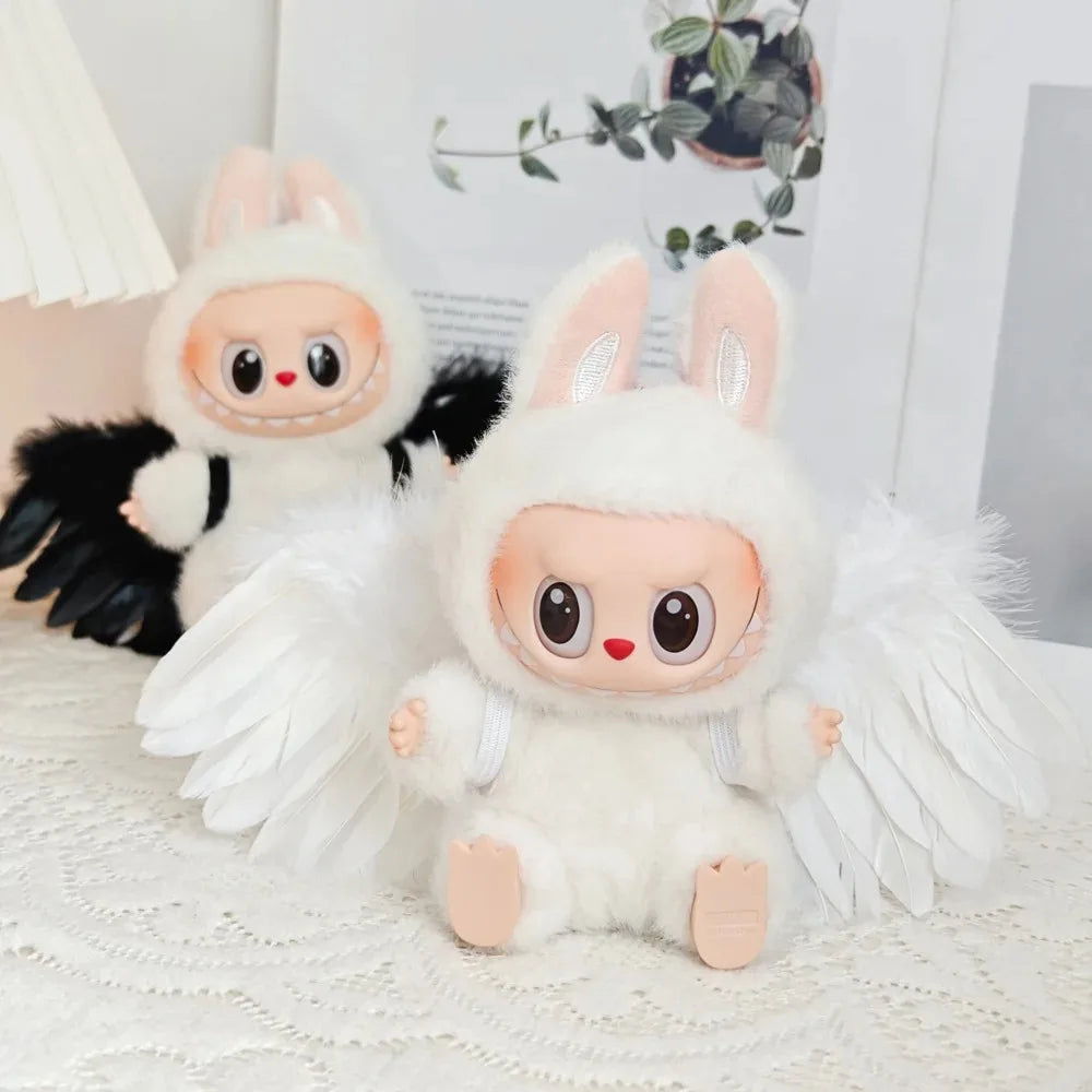 EZ Doll Clothes Outfit Accessories for 15-17cm Labubu Black White Angel Feather Wings DIY Mini Dolls Clothing Girl Gift