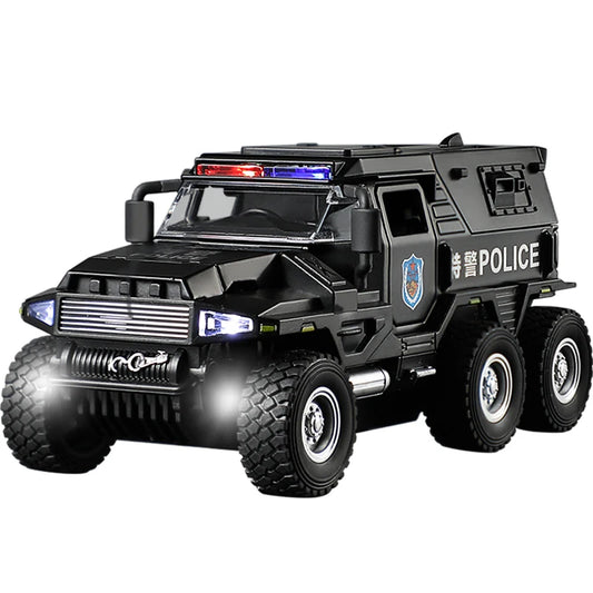 EZ 1:32 SWAT City Police Truck Model Diecast Play Off-road Vehicle Sound and Light Sport Car Toys for Children Collection Gifts