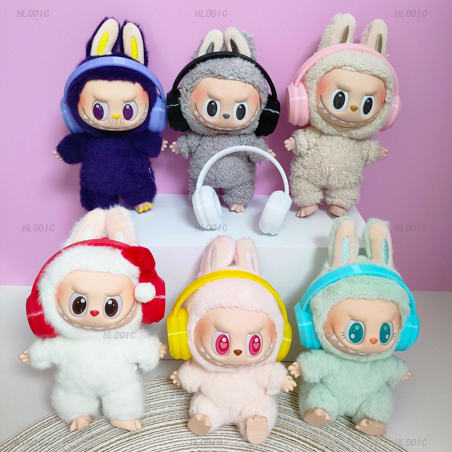 EZ Labubu Accessories：17cm Labubu Fashion Earphone Accessories 10cm Cotton Doll Earphones Macaron Color Doll Earphones